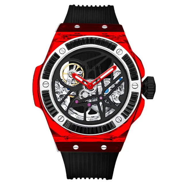 TIELBO Automatic Mechanical Movement Watch For Men Fashion Lab-Grown Crystals Waterproof Skeleton Watches For Both Men And Women