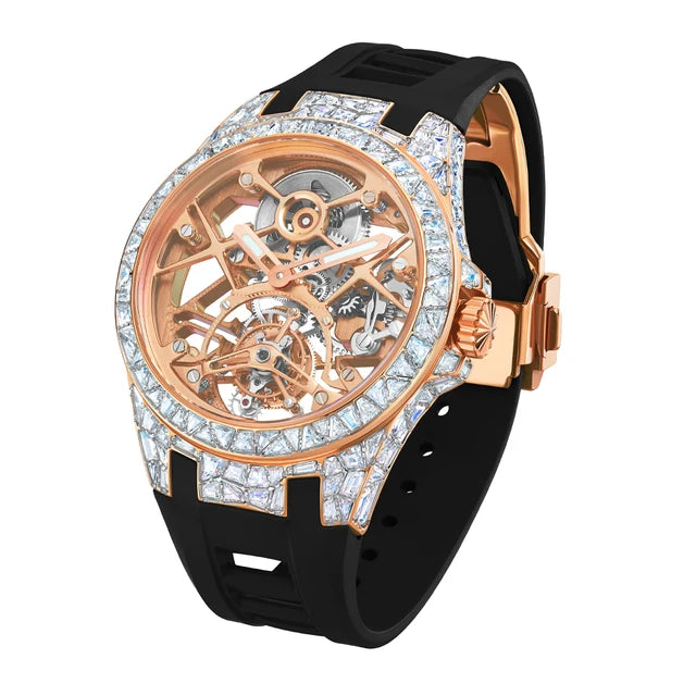 Orologi da polso meccanici con movimento tourbillon volante di lusso TIELBO per uomo, orologio scheletrato di marca superiore, zaffiro impermeabile Nuovo 