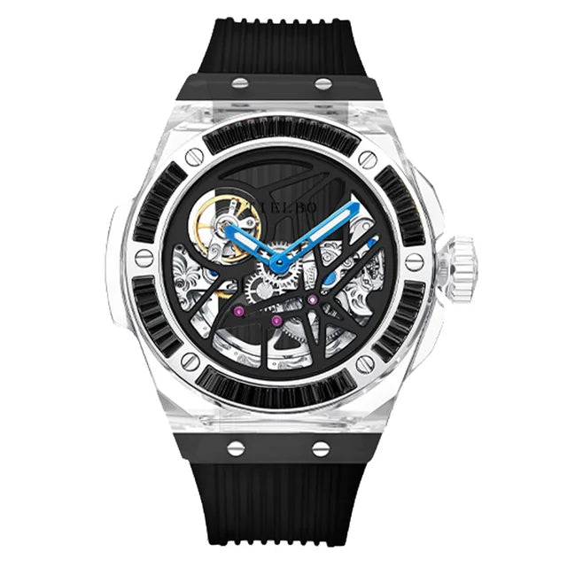 TIELBO Automatic Mechanical Movement Watch For Men Fashion Lab-Grown Crystals Waterproof Skeleton Watches For Both Men And Women