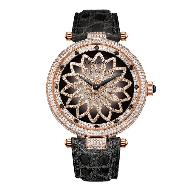 TIELBO Movimento svizzero al quarzo Orologio da donna Orologi di diamanti di lusso per donna Orologio da polso impermeabile in cristallo di zaffiro Serie Lucky A 