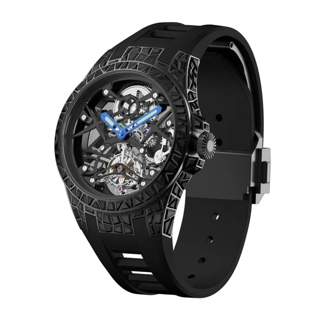 Orologi da polso meccanici con movimento tourbillon volante di lusso TIELBO per uomo, orologio scheletrato di marca superiore, zaffiro impermeabile Nuovo 