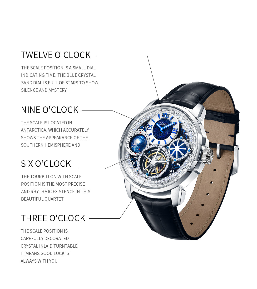 TIELBO Brilliant Crystal Luxury Tourbillon Movement Watches for Men Mechanical Man Watch Waterproof Sapphire Diamond Wristwatch