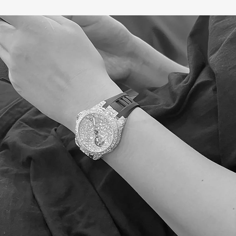 TIELBO Automatic Movement Mechanical Watches for Women Luxury Lab-Grown Crystals Skeleton Waterproof Watch Sapphire Mirror Faith