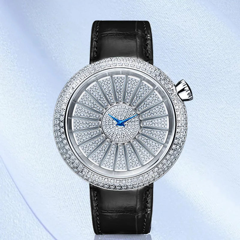 TIELBO Luxury Swiss Quartz Movement Watch Diamond Fashion Watches for Women Stainless Steel Sapphire Mirror Crystal Classics New