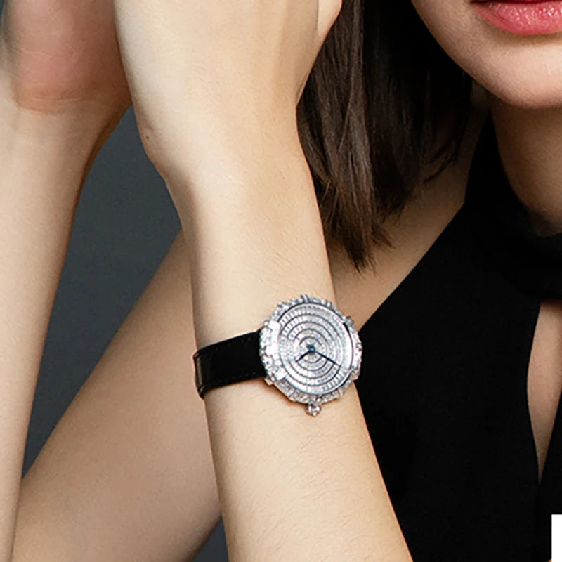 TIELBO Orologio ufficiale autentico da donna Movimento svizzero al quarzo Abbagliante semplice orologio da donna impermeabile retrò alla moda con diamanti 