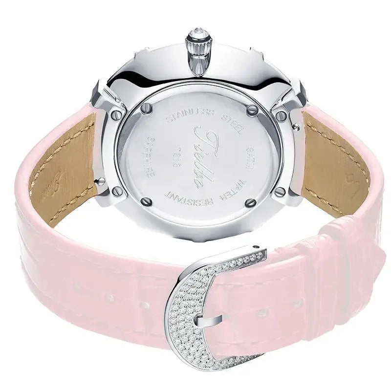 TIELBO Orologio ufficiale autentico da donna Movimento svizzero al quarzo Abbagliante semplice orologio da donna impermeabile retrò alla moda con diamanti 