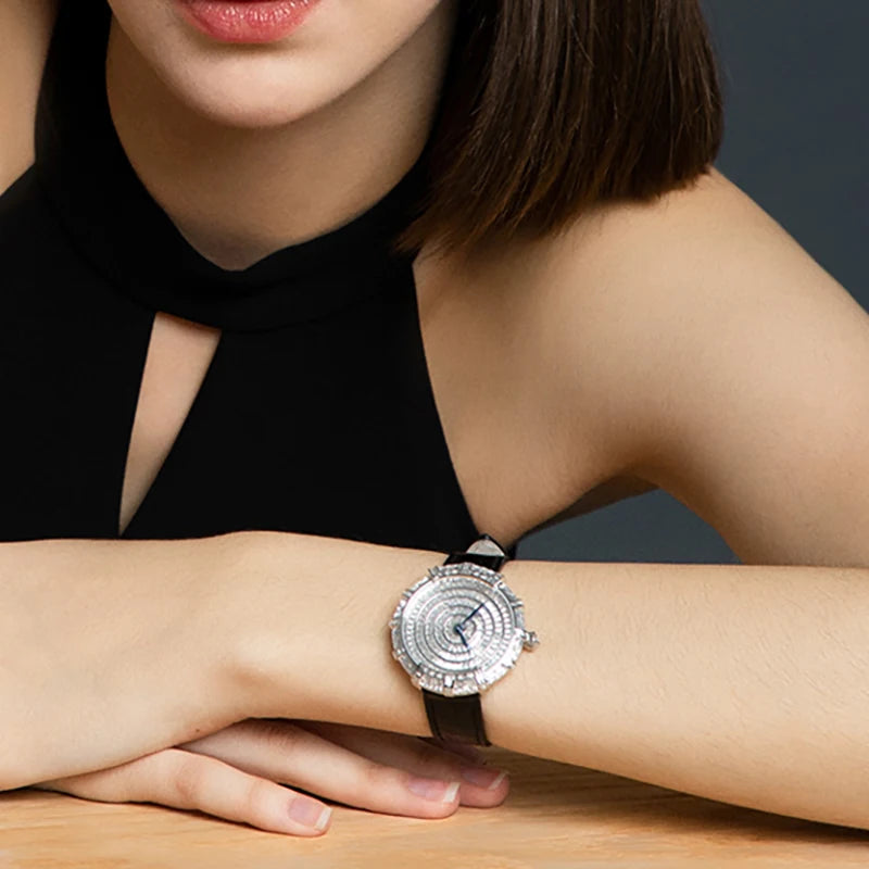 TIELBO Orologio ufficiale autentico da donna Movimento svizzero al quarzo Abbagliante semplice orologio da donna impermeabile retrò alla moda con diamanti 