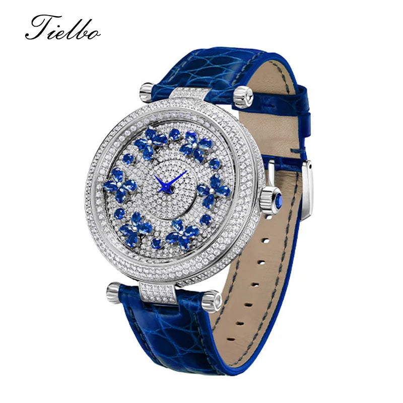 TIELBO Orologio svizzero con movimento al quarzo da donna Impermeabile al quarzo retrò Coppia Orologi da donna Specchio in zaffiro Autentico ufficiale 